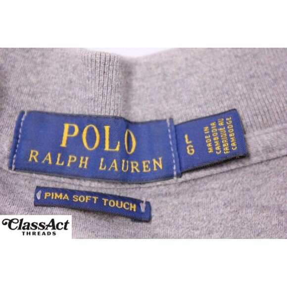 Ralph Lauren Polo Shirt Large Gray Pony Pima Cotton Soft Touch Men's Sz L - Picture 3 of 4